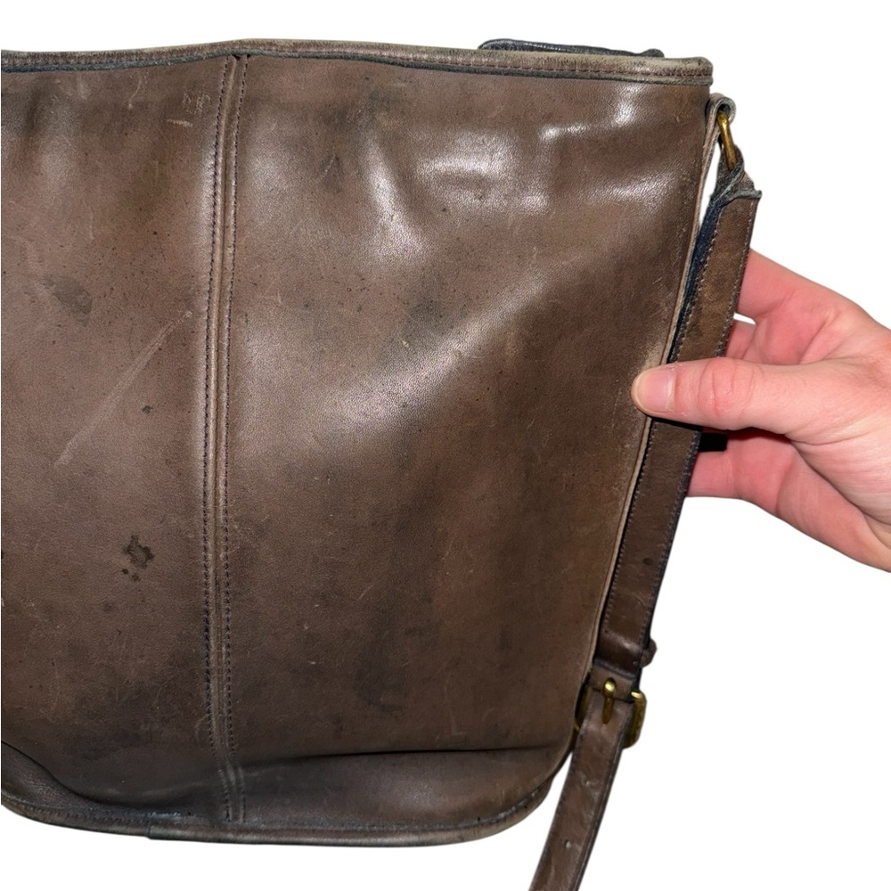 Vintage Coach 70s 80s Navy Bleeker Duffle Sac Zip Up Crossbody Bag Weathered - Picture 6 of 16